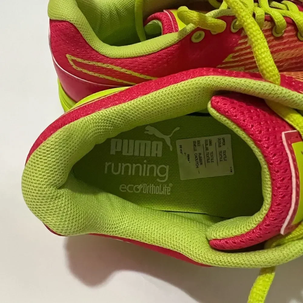 Puma Kids Big Girl pink/Green shoes size 4